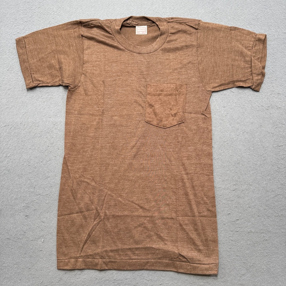 Vintage Stanfield's T-Shirt Mens Small Brown Heather Short Sleeve Canada Pockets